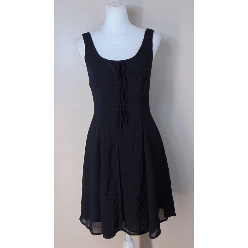 Vtg 90's Express Slip Dress Black Maxi Sleeveless Rayon Knee Size 3 Glam Lined